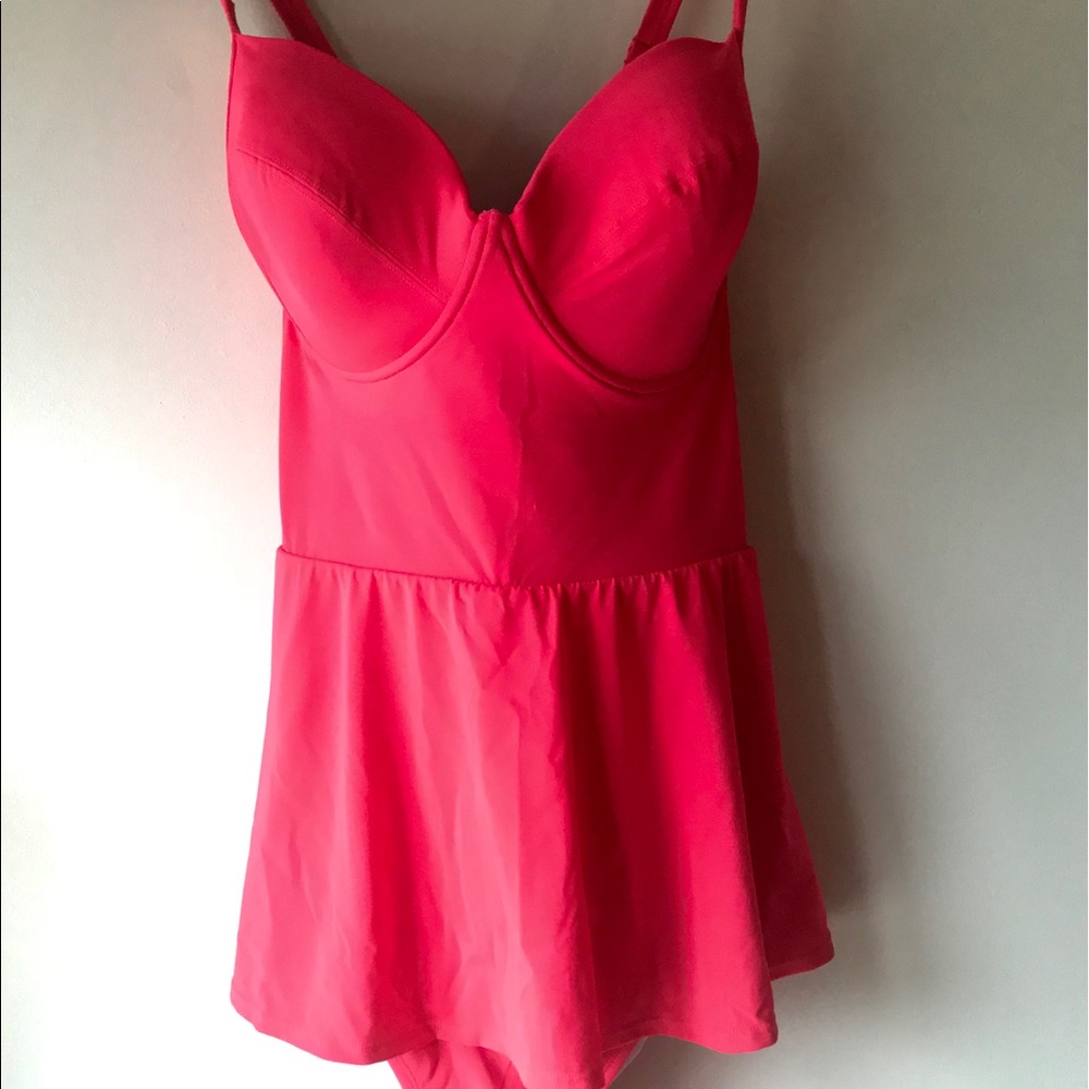 Torrid Bright Coral Peplum Swimsuit